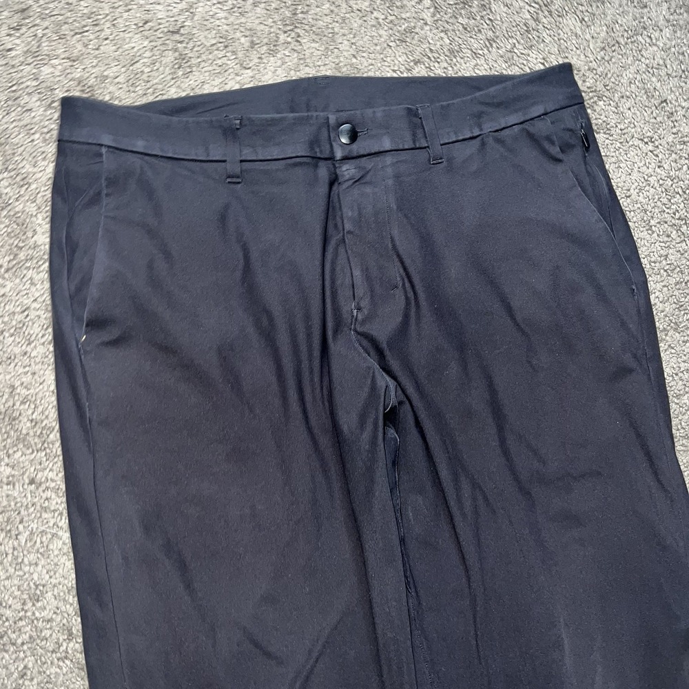 Lululemon Commission Pants Men 36 x 28 Black Slim Warpstreme Tapered Stretch